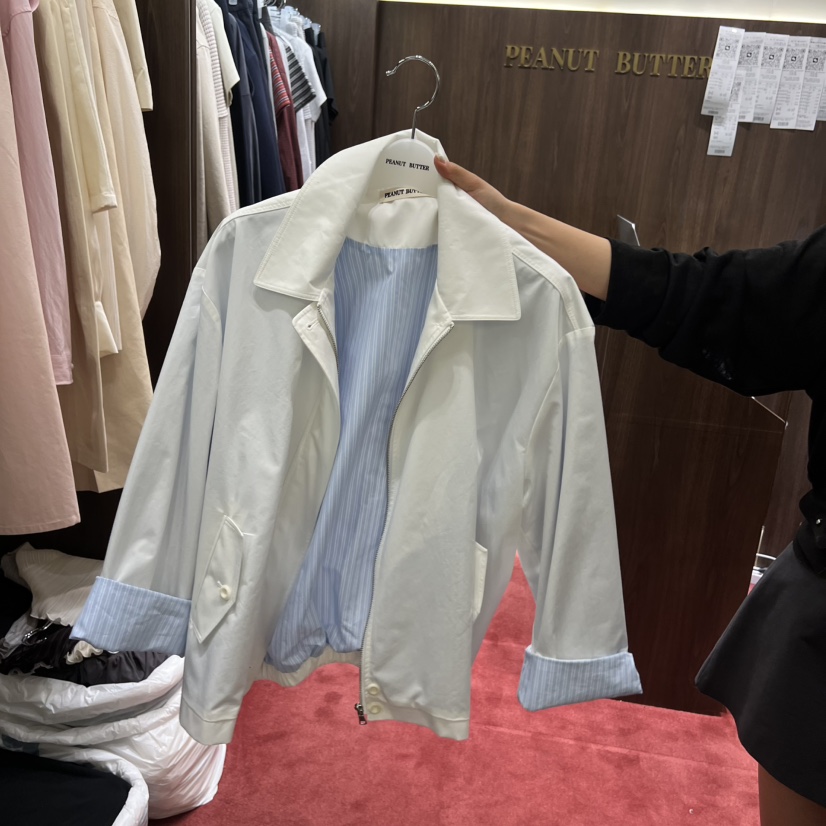 PEANUT BUTTER韓國代購女士新品人氣時尚熱賣休閑夾克條紋PEANUT BUTTER夾克圖色2