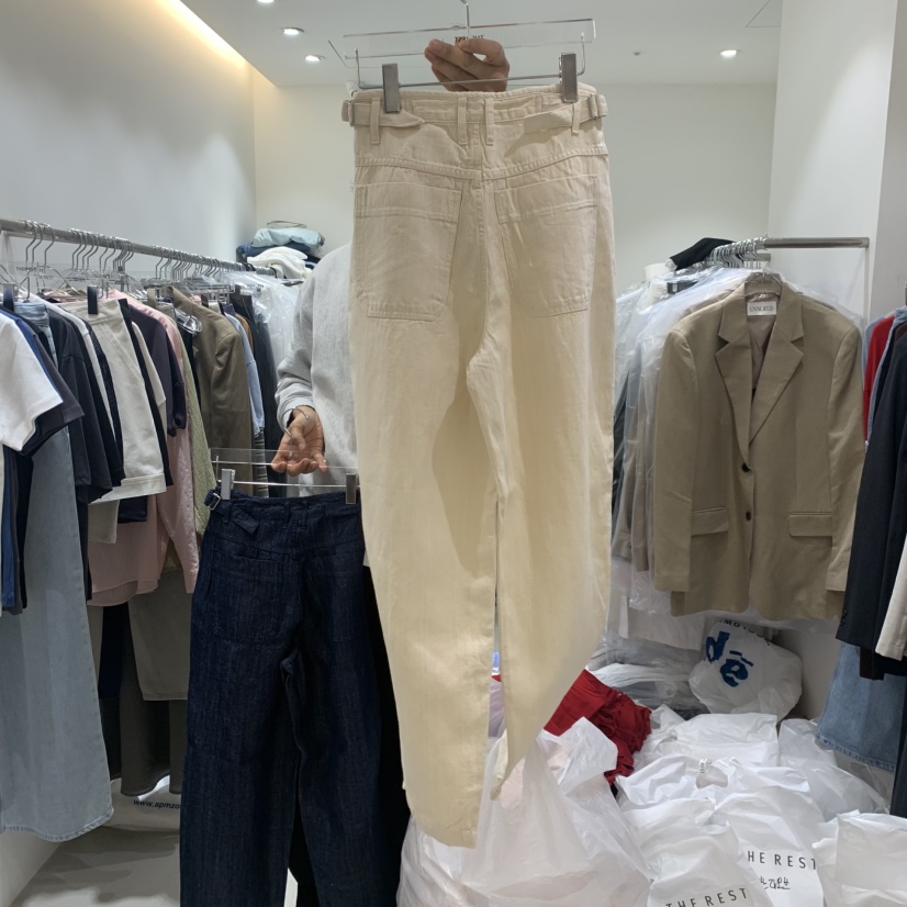 THE REST韓國直郵實拍女裝新品推薦休閑時尚休閑褲亞麻布THE REST/UNNOEUD休閑褲