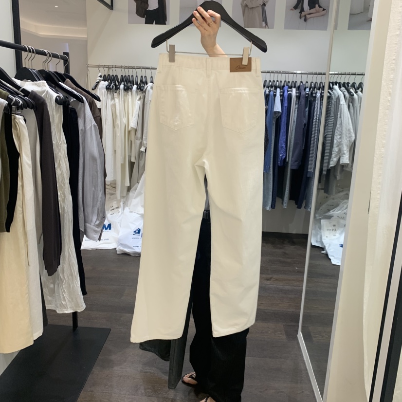 OURIN/THIS IS韓國直郵實拍女裝新品時尚26春夏牛仔褲人字紋OURIN/THIS IS牛仔褲