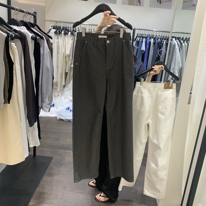 OURIN/THIS IS韓國直郵實拍女裝新品時尚26春夏牛仔褲人字紋OURIN/THIS IS牛仔褲圖色2