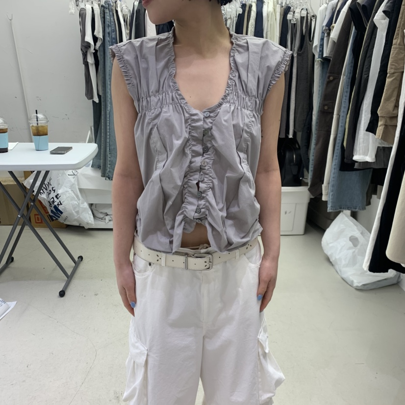 PADO韓國直郵實拍女裝新品人氣時尚職業26春夏襯衫蕾絲衫褶皺PADO襯衫/蕾絲衫圖色1