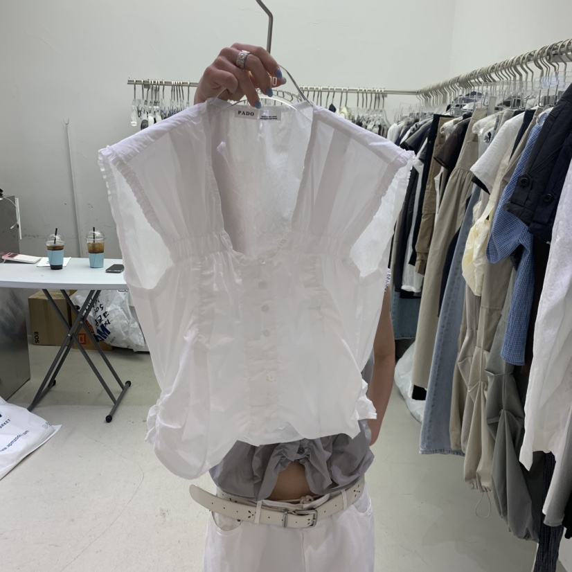 PADO韓國直郵實拍女裝新品人氣時尚職業26春夏襯衫蕾絲衫褶皺PADO襯衫/蕾絲衫圖色3