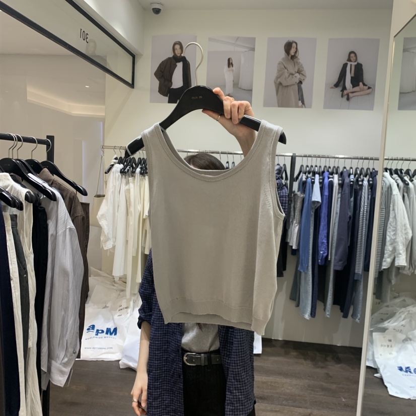 OURIN/THIS IS韓國代購女士新品職業人氣休閑吊帶背心棉OURIN/THIS IS吊帶/背心圖色1