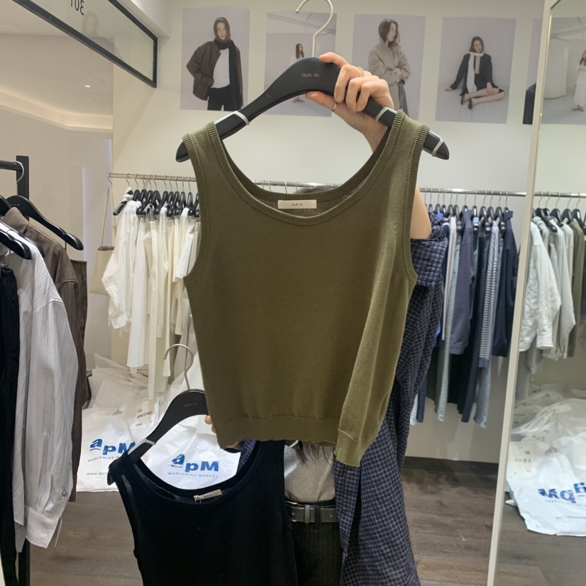 OURIN/THIS IS韓國代購女士新品職業人氣休閑吊帶背心棉OURIN/THIS IS吊帶/背心圖色2