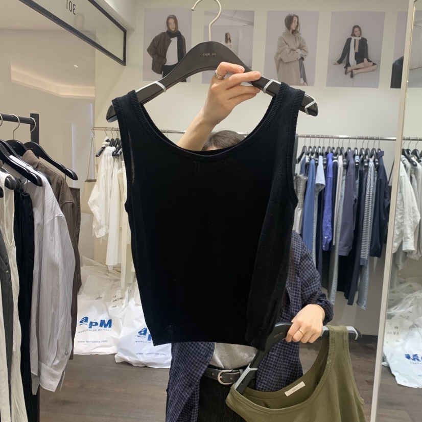 OURIN/THIS IS韓國代購女士新品職業人氣休閑吊帶背心棉OURIN/THIS IS吊帶/背心圖色3