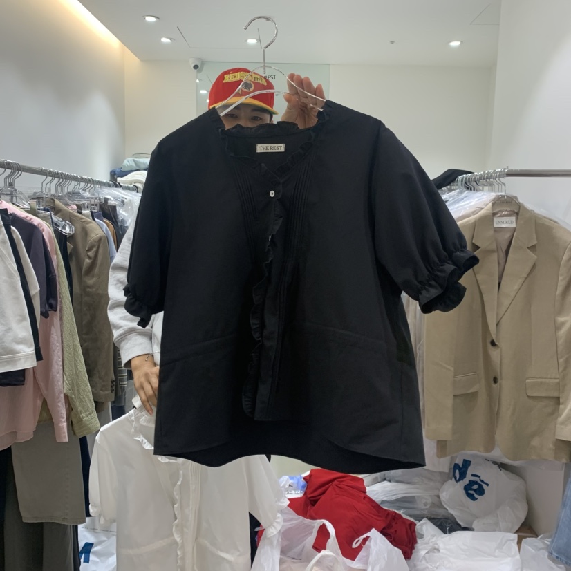 THE REST韓國直郵女士新品推薦熱賣26春夏襯衫蕾絲衫褶裥THE REST/UNNOEUD襯衫/蕾絲衫圖色2