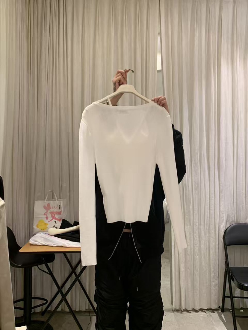 PAPERMOON韓國直郵女裝新品推薦26春夏長袖T恤露肩開衫羅紋paper moon長袖T恤