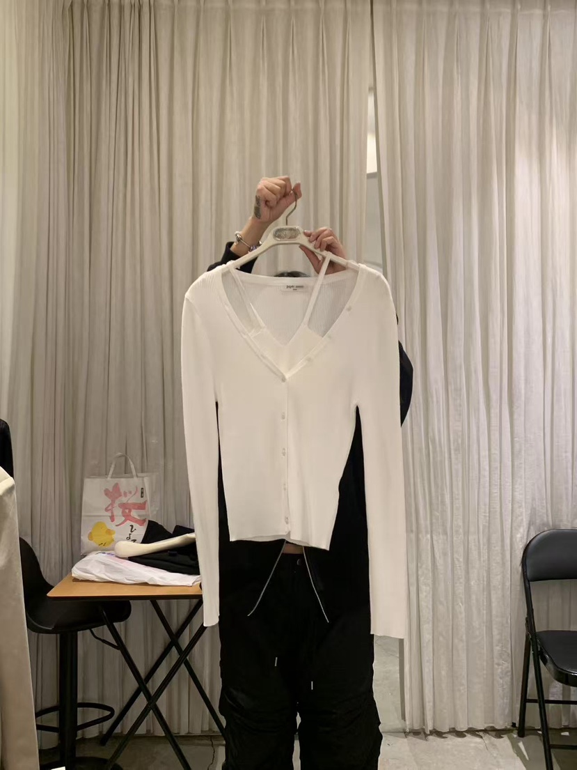 PAPERMOON韓國直郵女裝新品推薦26春夏長袖T恤露肩開衫羅紋paper moon長袖T恤圖色3