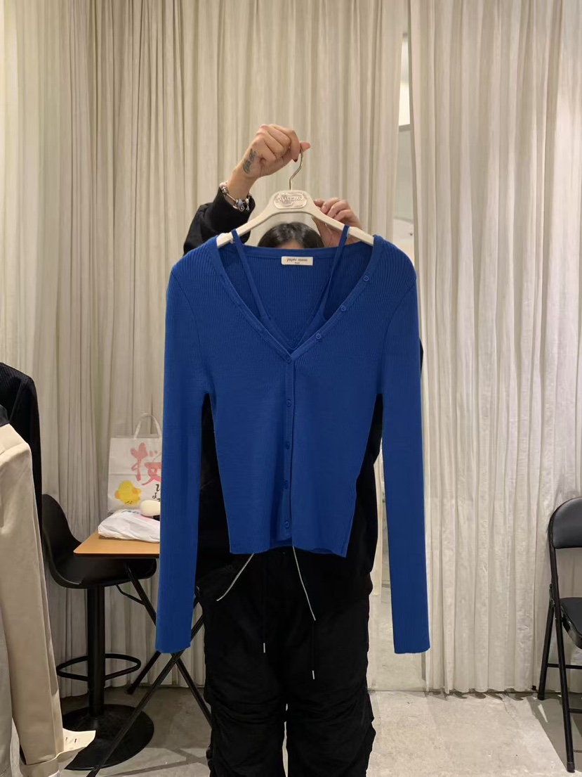 PAPERMOON韓國直郵女裝新品推薦26春夏長袖T恤露肩開衫羅紋paper moon長袖T恤圖色5