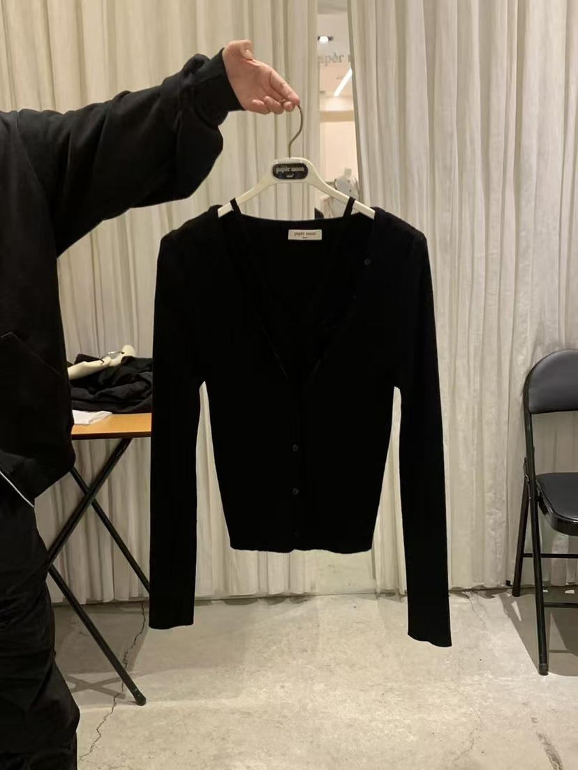 PAPERMOON韓國直郵女裝新品推薦26春夏長袖T恤露肩開衫羅紋paper moon長袖T恤圖色6