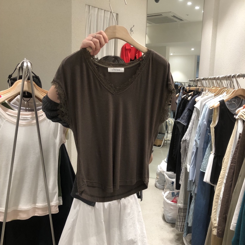 SSEMIENNE韓國直郵實拍女裝新款休閑熱賣人氣推薦T恤蕾絲SSENIQUE/SSEMIENNET恤圖色2