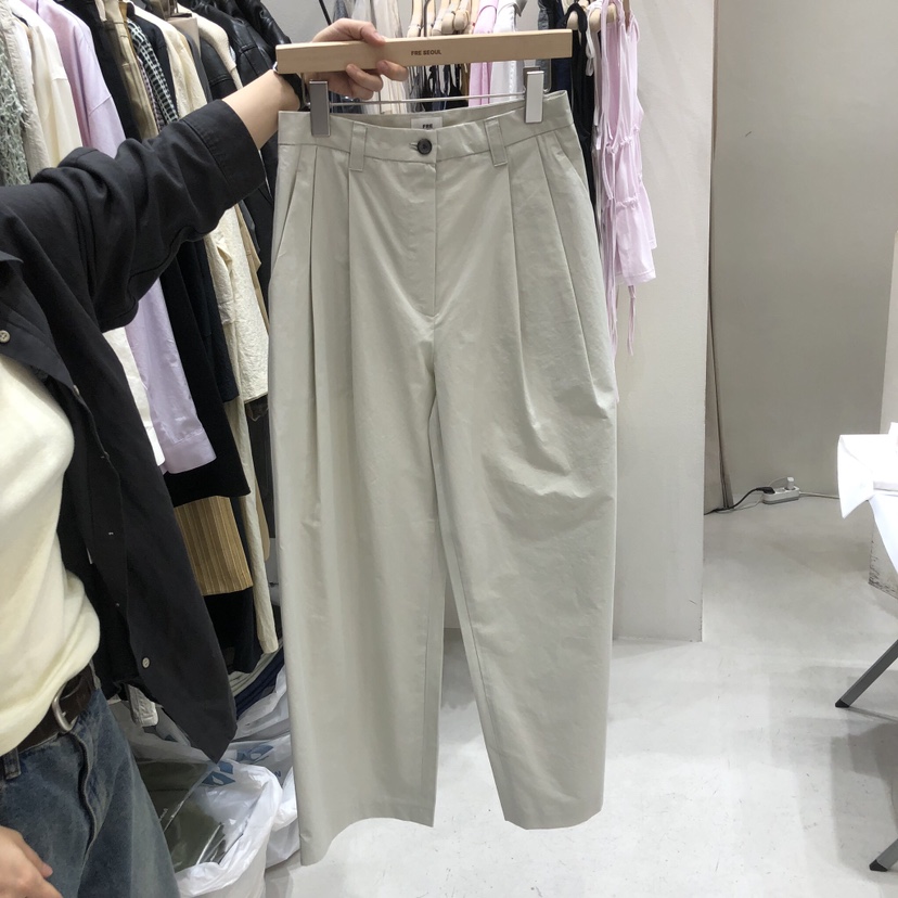 FRE韓國東大門代購女裝新款26春夏熱賣時尚休閑褲不含腰帶棉FRE SEOUL休閑褲圖色1