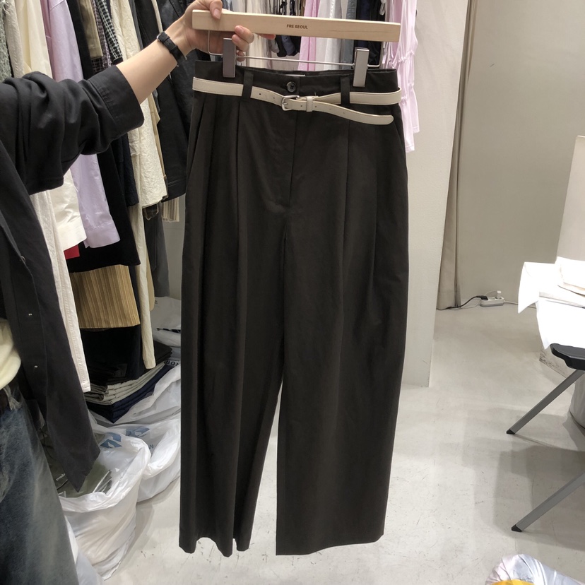 FRE韓國東大門代購女裝新款26春夏熱賣時尚休閑褲不含腰帶棉FRE SEOUL休閑褲圖色2
