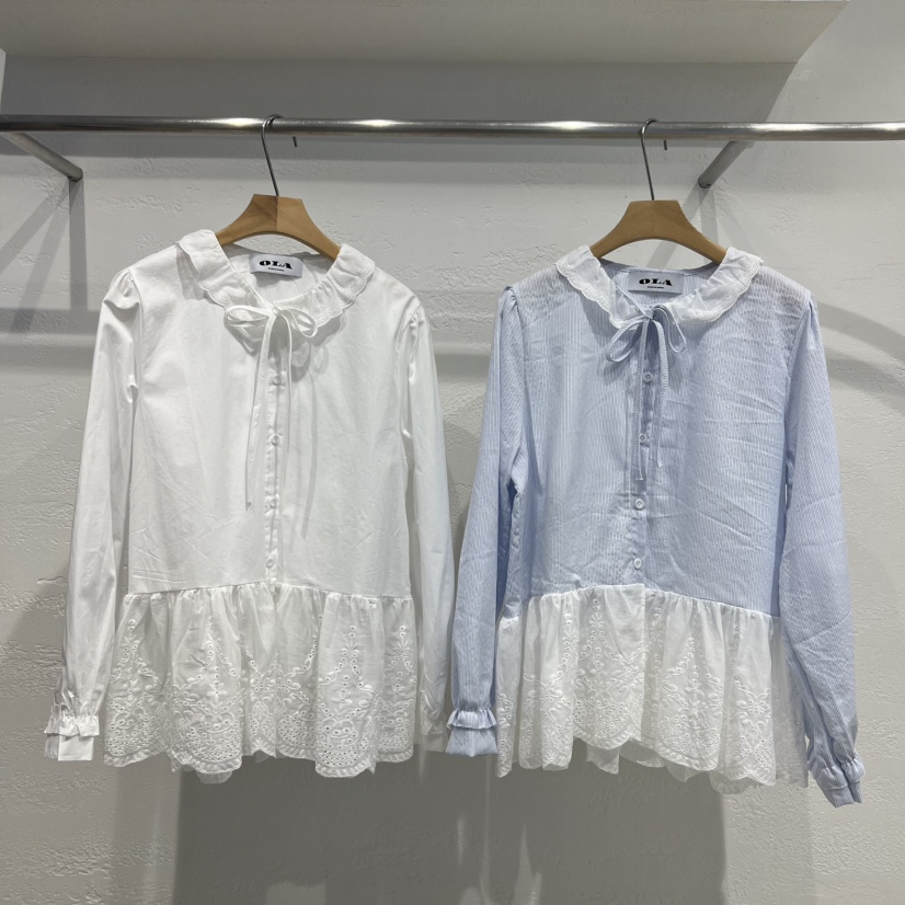 OLA東大門實拍女裝新品熱賣職業真品26春夏時尚襯衫蕾絲衫mellor/OLA襯衫/蕾絲衫