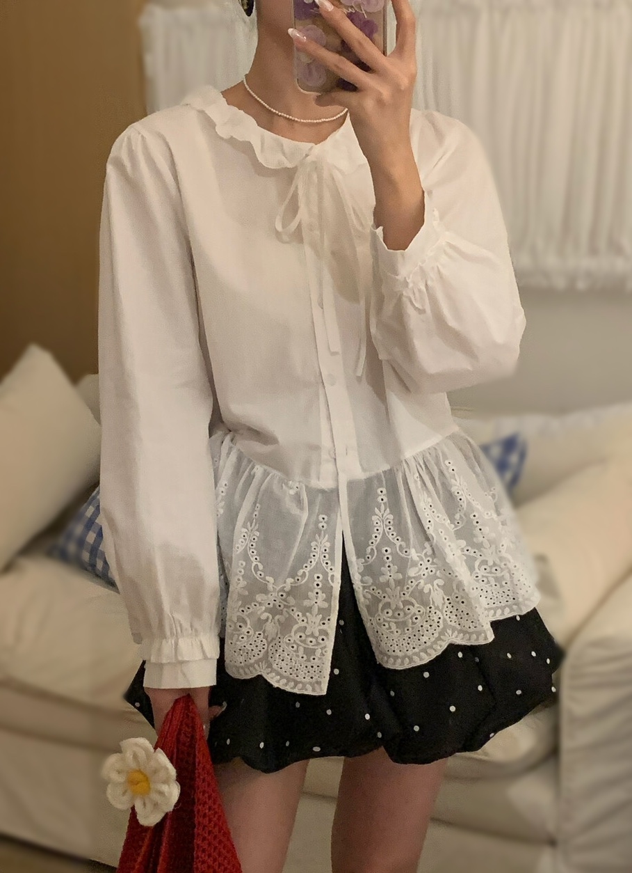 OLA東大門實拍女裝新品熱賣職業真品26春夏時尚襯衫蕾絲衫mellor/OLA襯衫/蕾絲衫