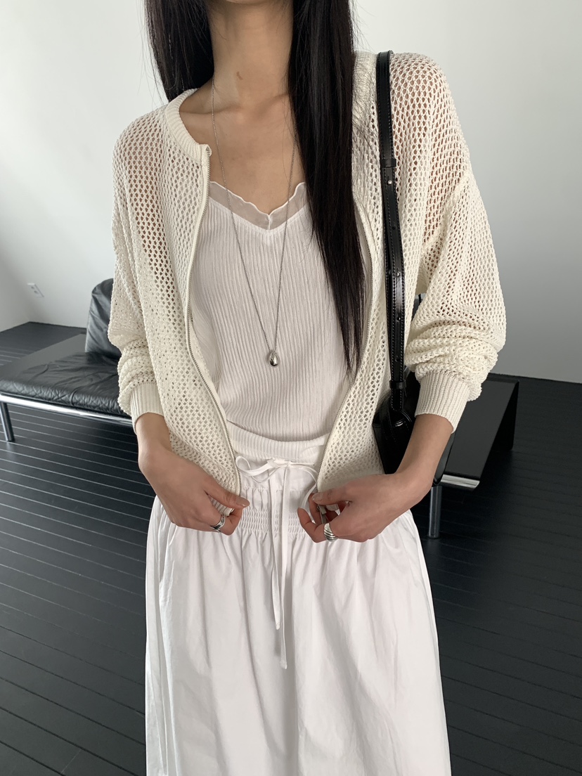 MUSE-P東大門直郵女士新款人氣時尚熱賣職業針織衫網眼拉鏈MUSE-P針織衫