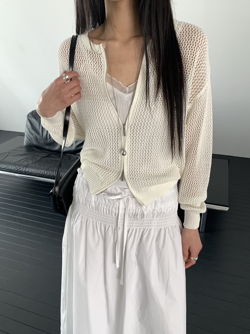 MUSE-P東大門直郵女士新款人氣時尚熱賣職業針織衫網眼拉鏈MUSE-P針織衫