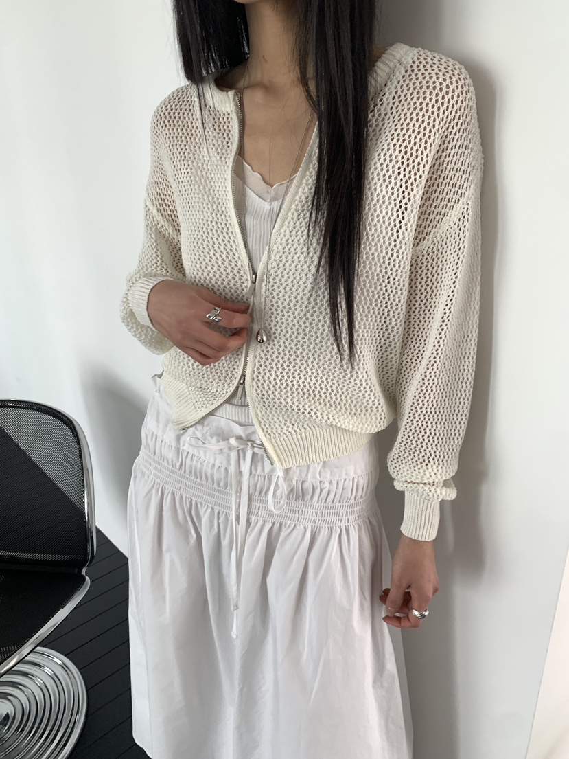 MUSE-P東大門直郵女士新款人氣時尚熱賣職業針織衫網眼拉鏈MUSE-P針織衫