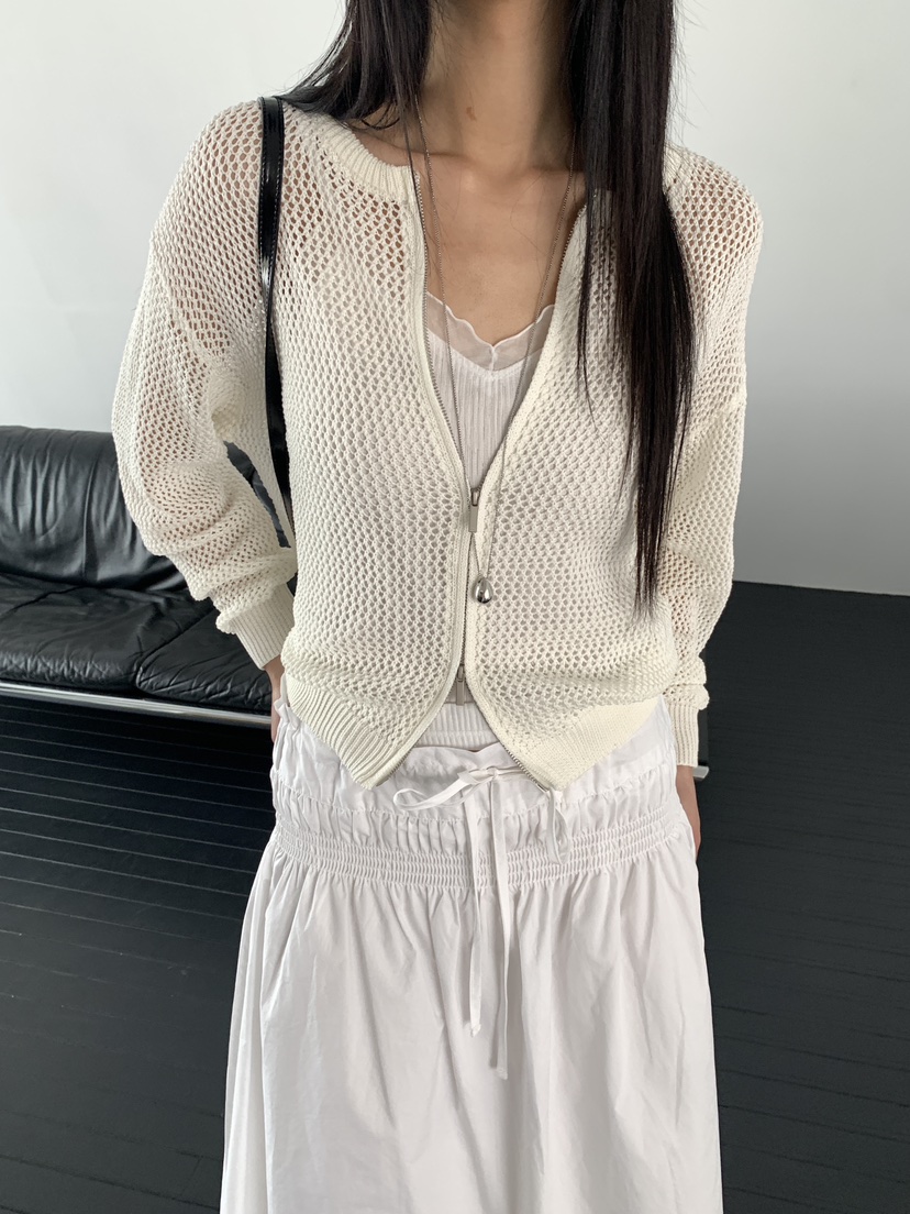 MUSE-P東大門直郵女士新款人氣時尚熱賣職業針織衫網眼拉鏈MUSE-P針織衫