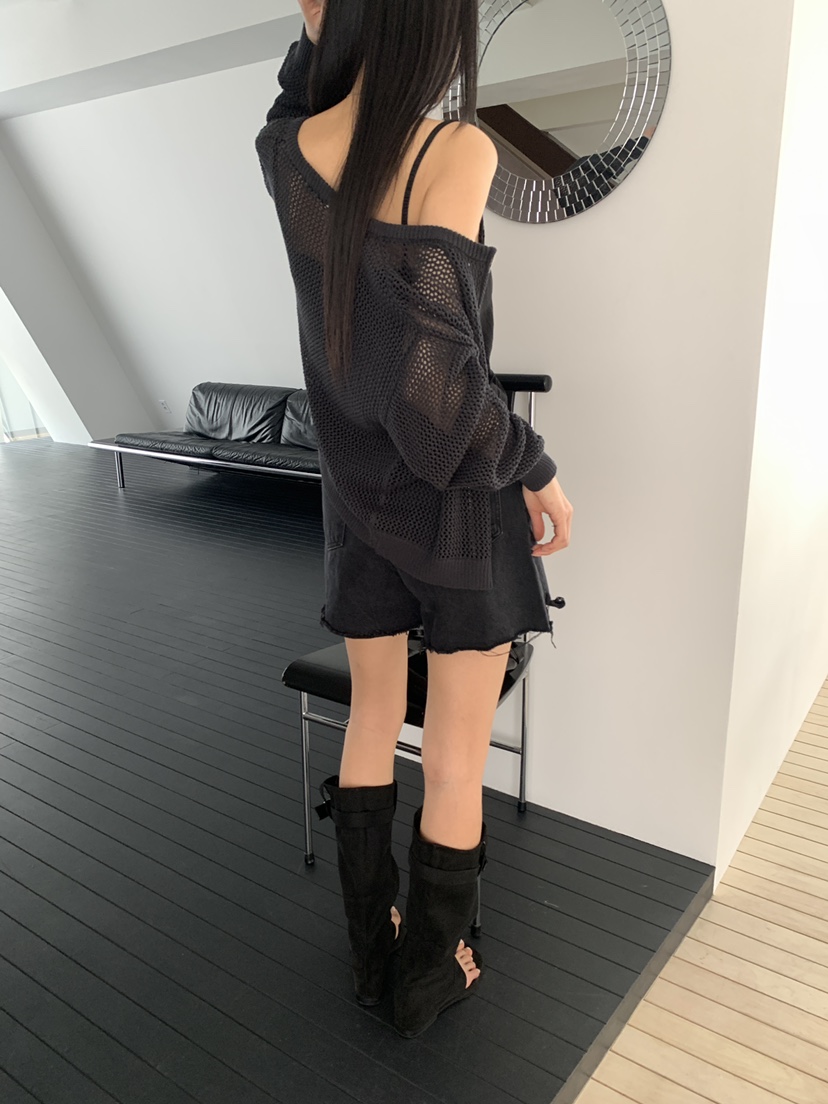 MUSE-P東大門直郵女士新款人氣時尚熱賣職業針織衫網眼拉鏈MUSE-P針織衫