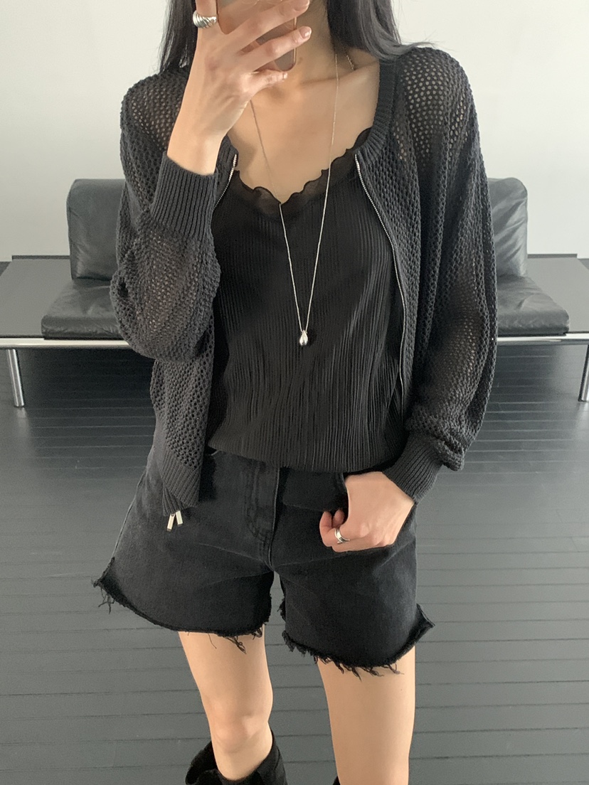 MUSE-P東大門直郵女士新款人氣時尚熱賣職業針織衫網眼拉鏈MUSE-P針織衫