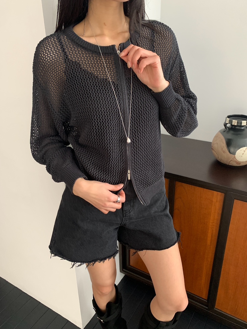 MUSE-P東大門直郵女士新款人氣時尚熱賣職業針織衫網眼拉鏈MUSE-P針織衫