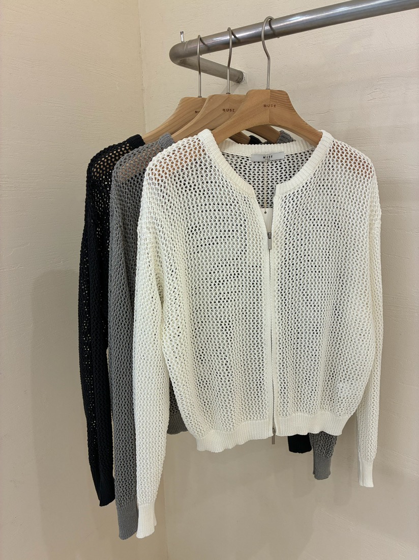 MUSE-P東大門直郵女士新款人氣時尚熱賣職業針織衫網眼拉鏈MUSE-P針織衫