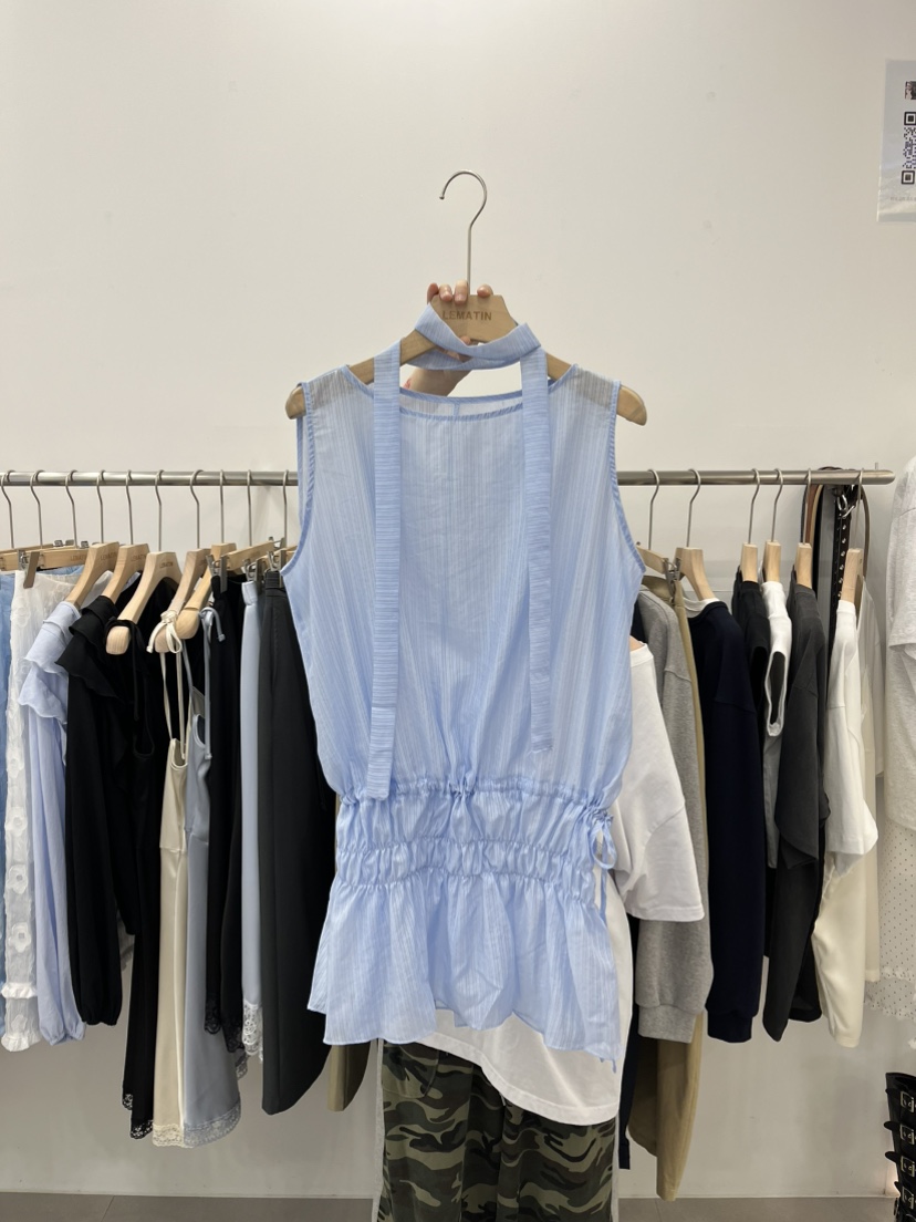 LEMATIN韓國代購女士新品時尚推薦人氣休閑襯衫蕾絲衫含脖帶LEMATIN襯衫/蕾絲衫圖色3