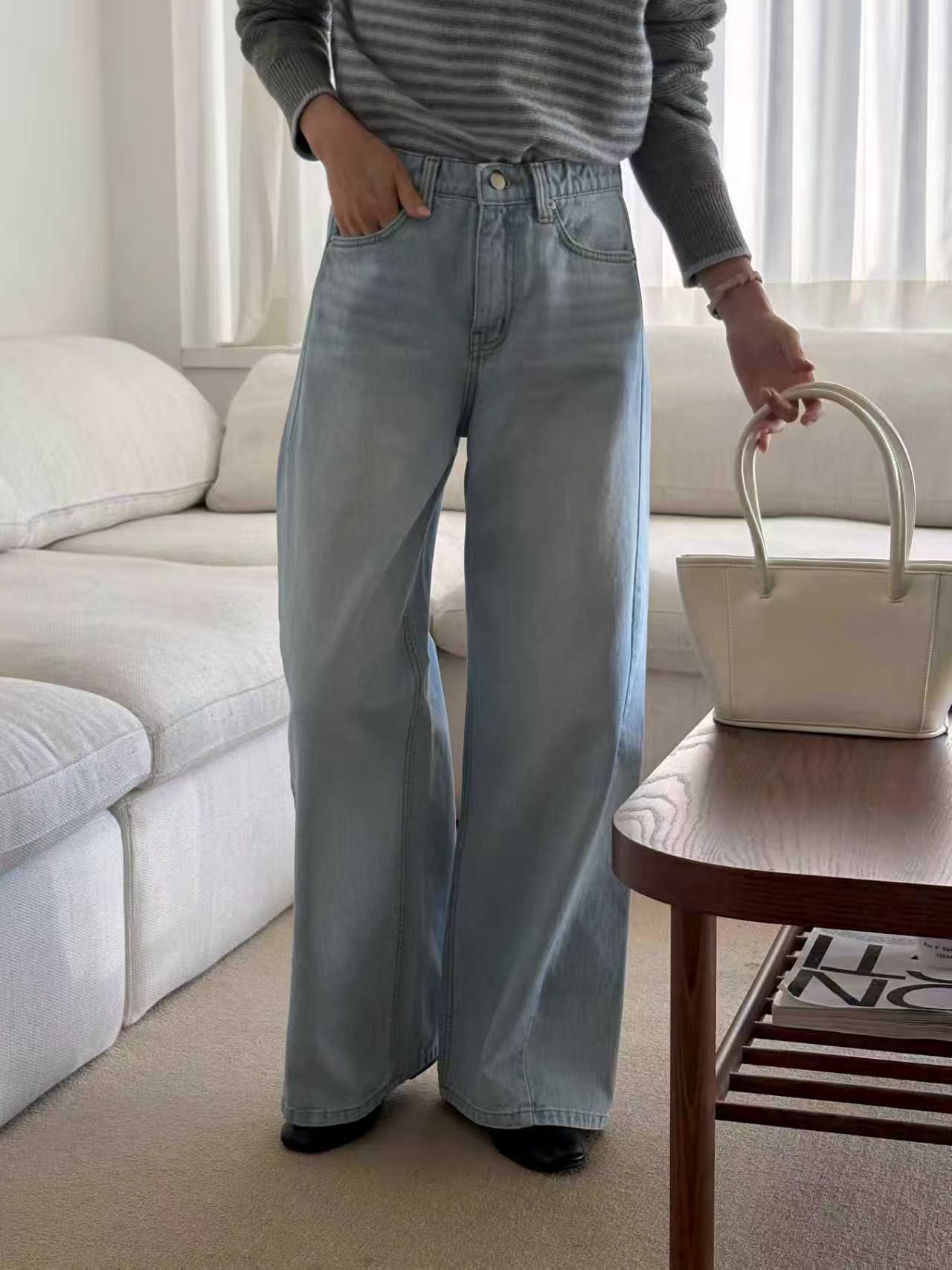 QMARKET東大門代購女裝新款人氣26春夏熱賣職業休閑牛仔褲QMARKET牛仔褲圖色1