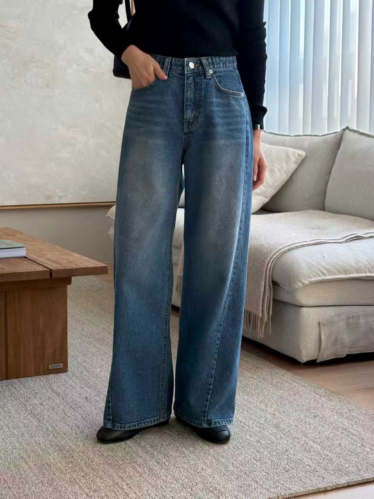 QMARKET東大門代購女裝新款人氣26春夏熱賣職業休閑牛仔褲QMARKET牛仔褲圖色2