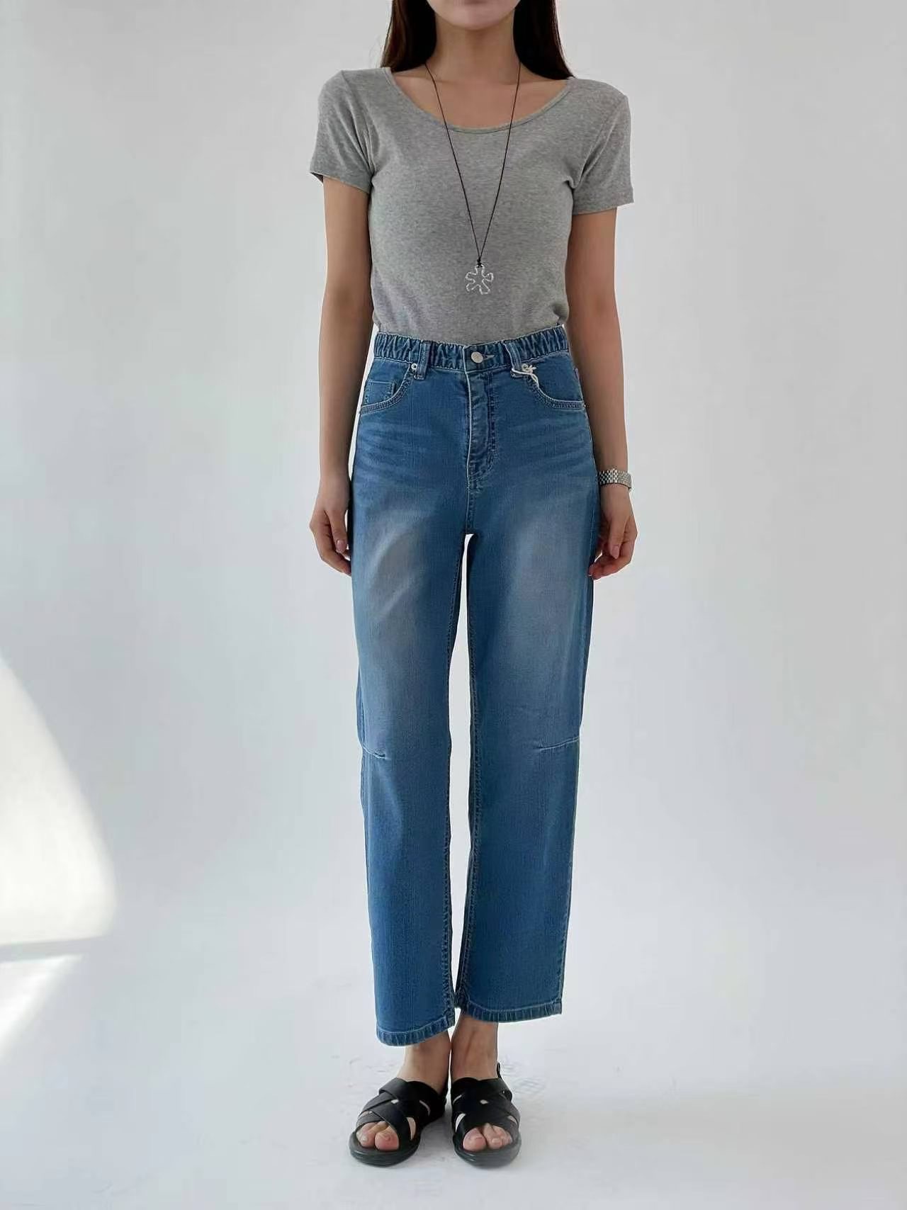 QMARKET東大門直郵女士新品職業人氣推薦熱賣休閑26春夏牛仔褲QMARKET牛仔褲圖色2