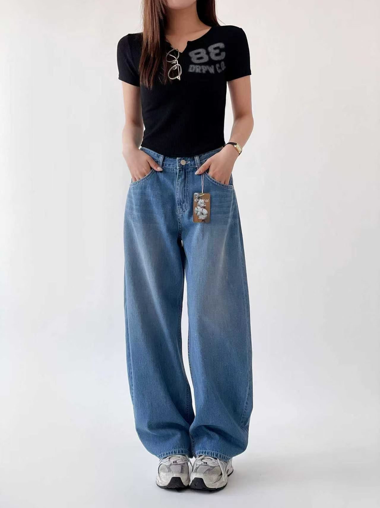 QMARKET東大門實拍女士新款推薦休閑26春夏人氣真品牛仔褲QMARKET牛仔褲