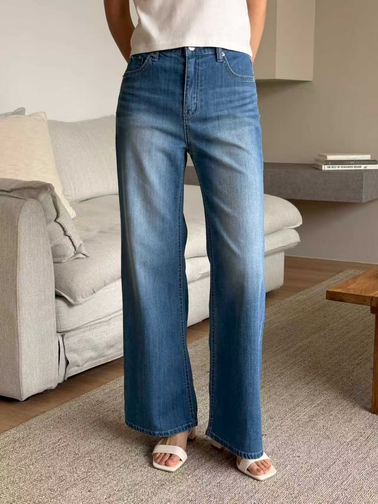 QMARKET東大門實拍女士新款26春夏推薦職業人氣真品牛仔褲QMARKET牛仔褲圖色1