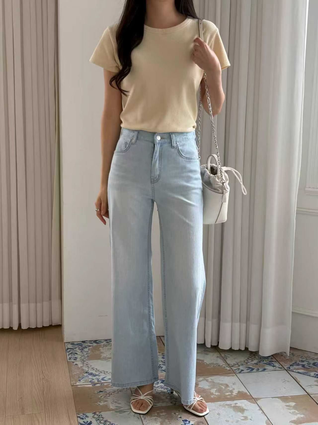 QMARKET東大門實拍女士新款26春夏推薦職業人氣真品牛仔褲QMARKET牛仔褲圖色2