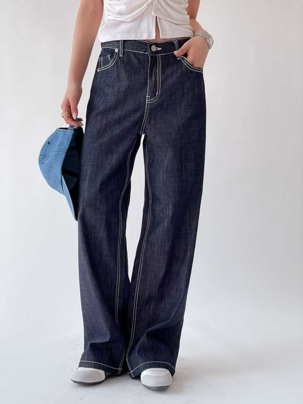 QMARKET東大門實拍女裝新款休閑職業熱賣推薦人氣26春夏牛仔褲QMARKET牛仔褲