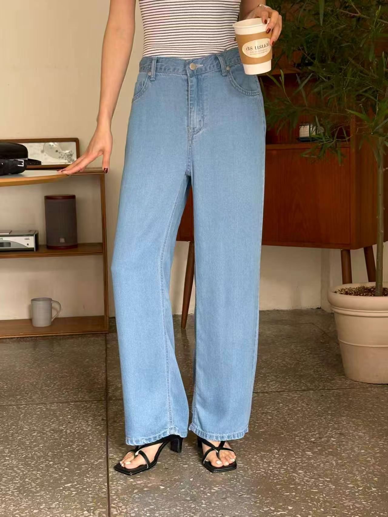 QMARKET韓國代購女裝新款推薦人氣時尚真品熱賣職業牛仔褲QMARKET牛仔褲圖色1