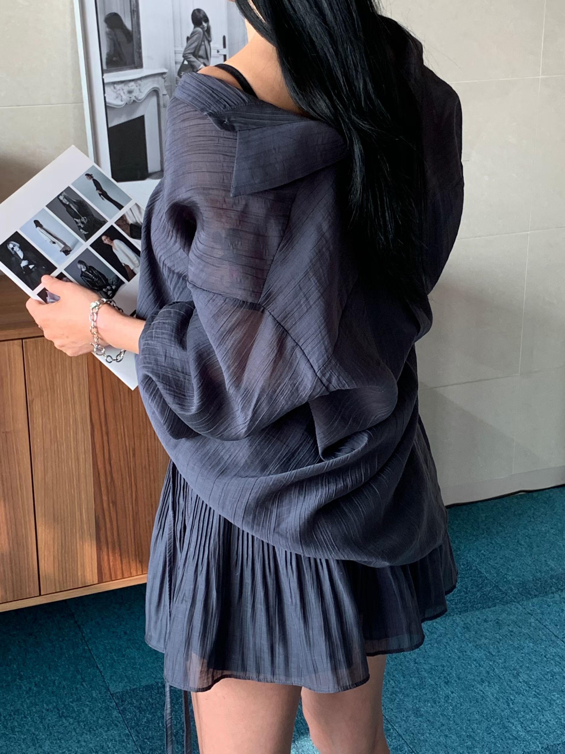 TINT東大門代購女士新品26春夏真品推薦套裝套裝透視褶皺TINT套裝