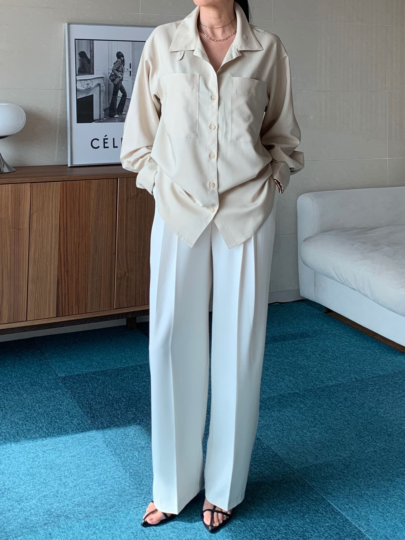 TINT東大門代購女裝新品職業人氣熱賣休閑襯衫蕾絲衫高領TINT襯衫/蕾絲衫