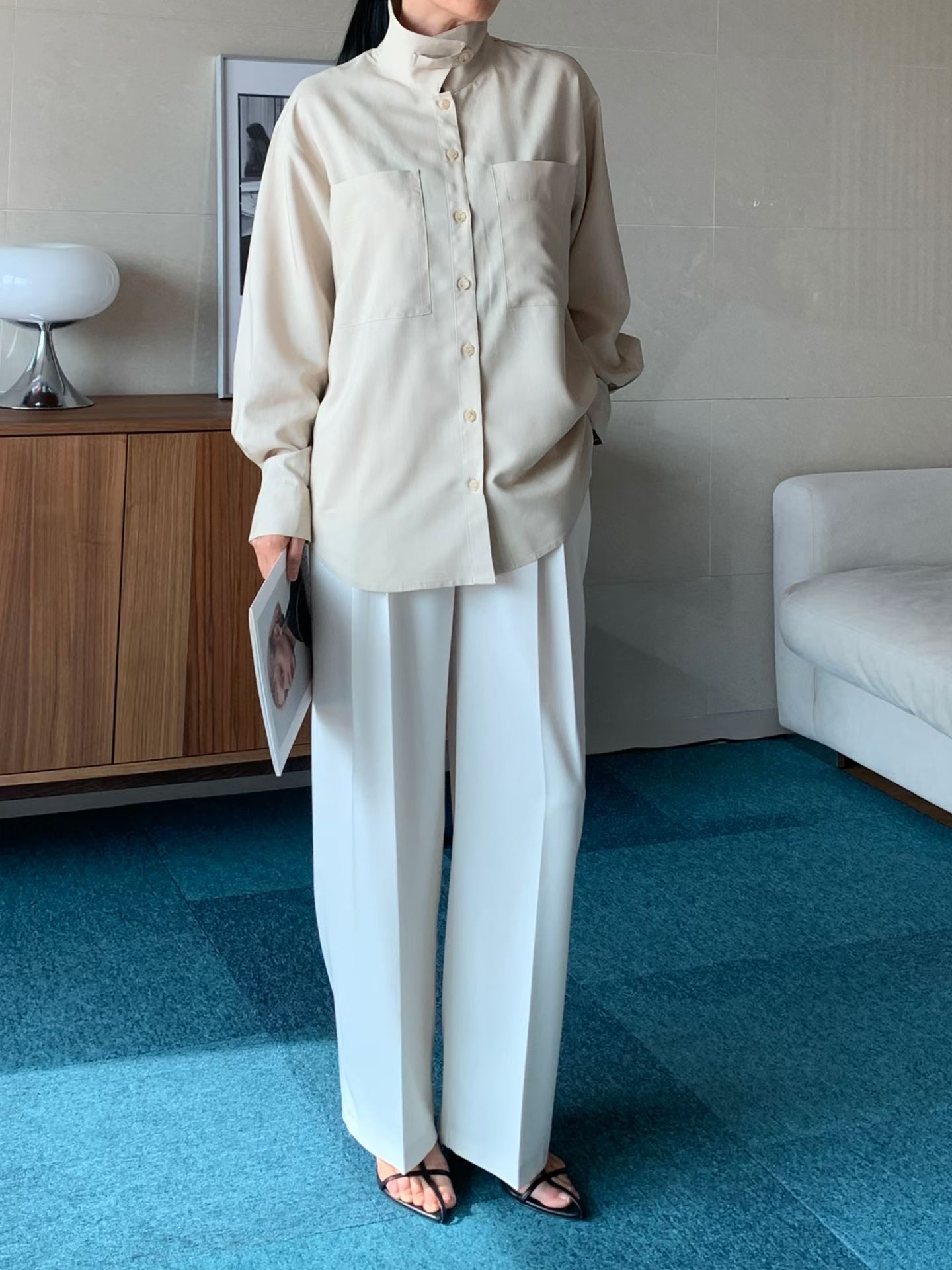 TINT東大門代購女裝新品職業人氣熱賣休閑襯衫蕾絲衫高領TINT襯衫/蕾絲衫圖色2