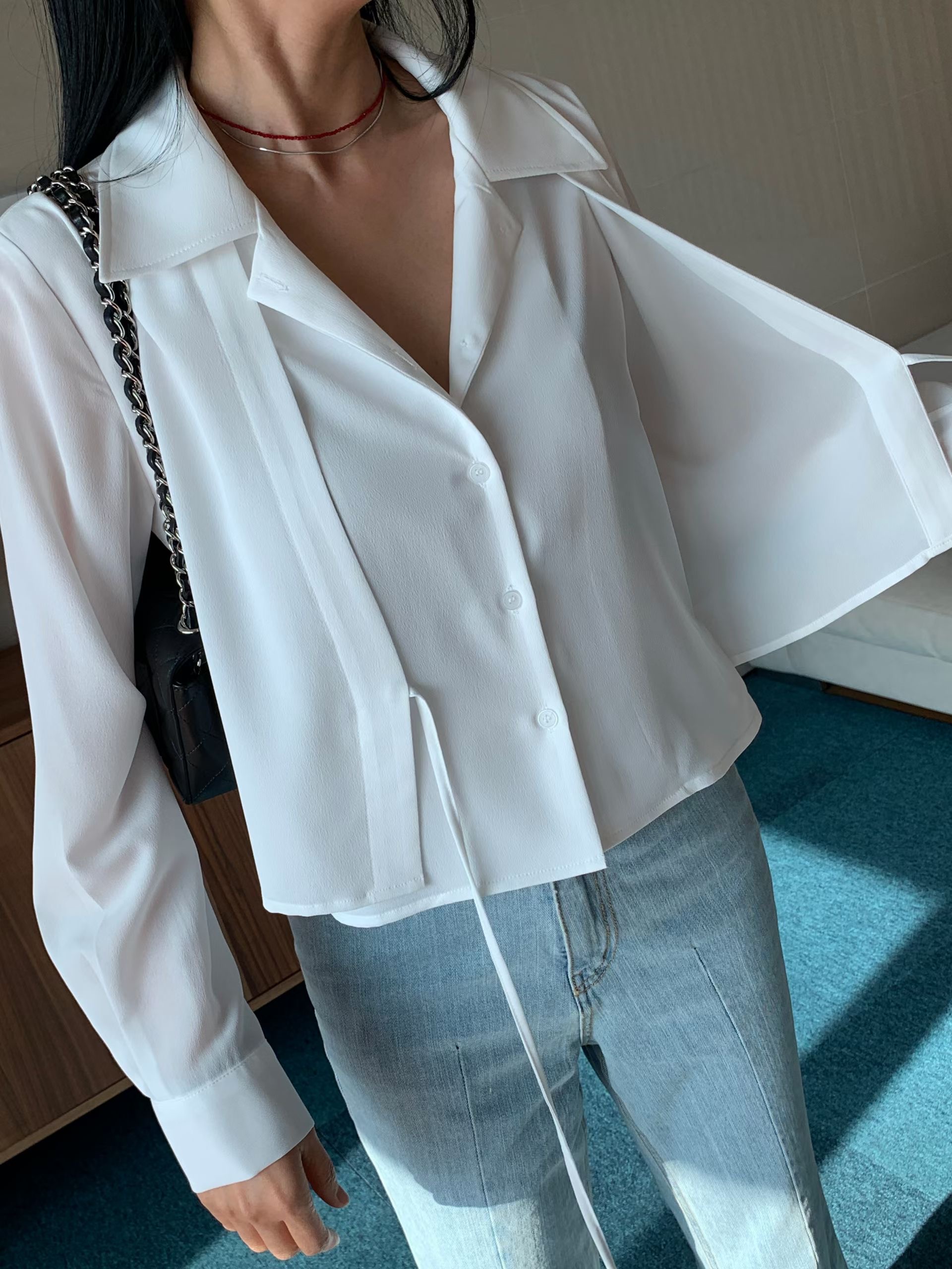 TINT韓國直郵女士新款人氣推薦休閑職業熱賣時尚襯衫蕾絲衫TINT襯衫/蕾絲衫圖色1