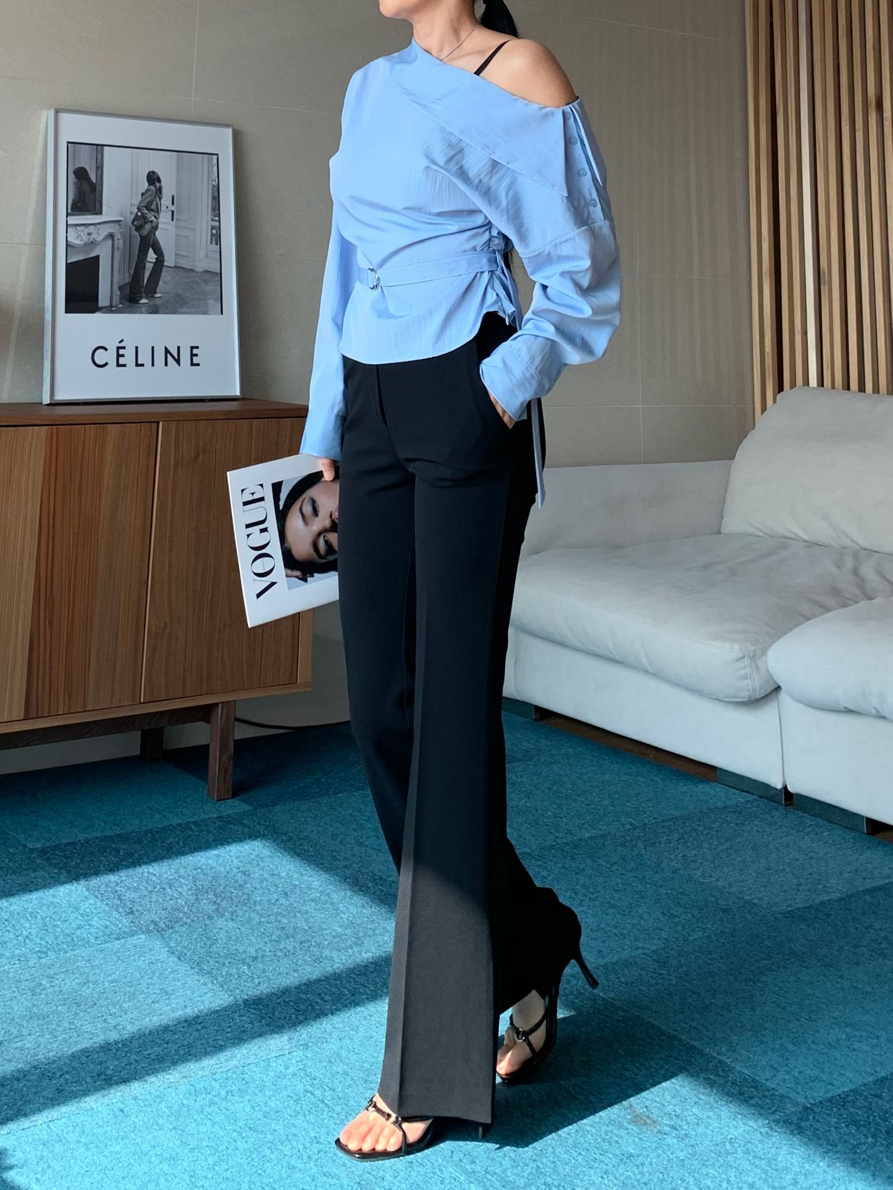 TINT東大門直郵女士新品職業真品休閑時尚休閑褲喇叭長款TINT休閑褲