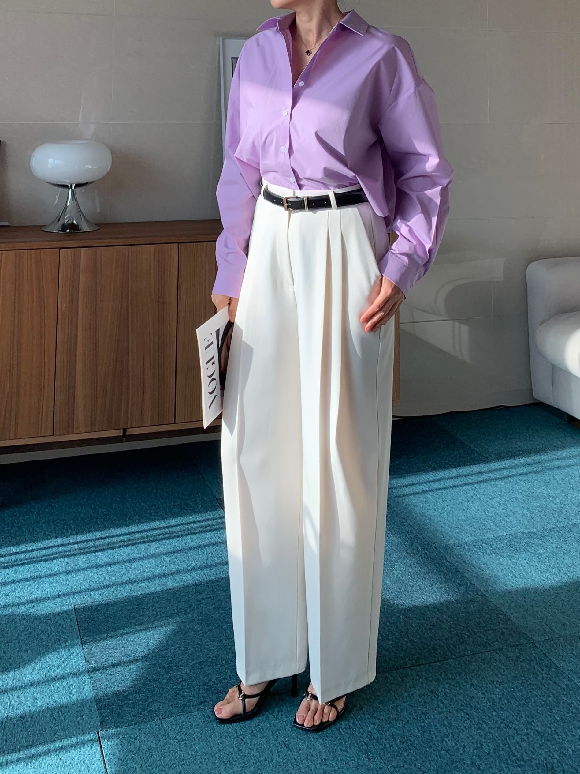 TINT韓國直郵女裝新款26春夏時尚真品職業襯衫蕾絲衫短款TINT襯衫/蕾絲衫