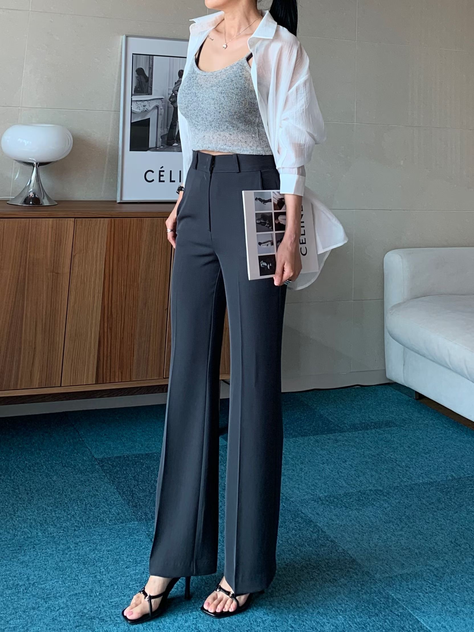 TINT韓國代購女士新品職業推薦人氣時尚26春夏休閑褲喇叭TINT休閑褲圖色2