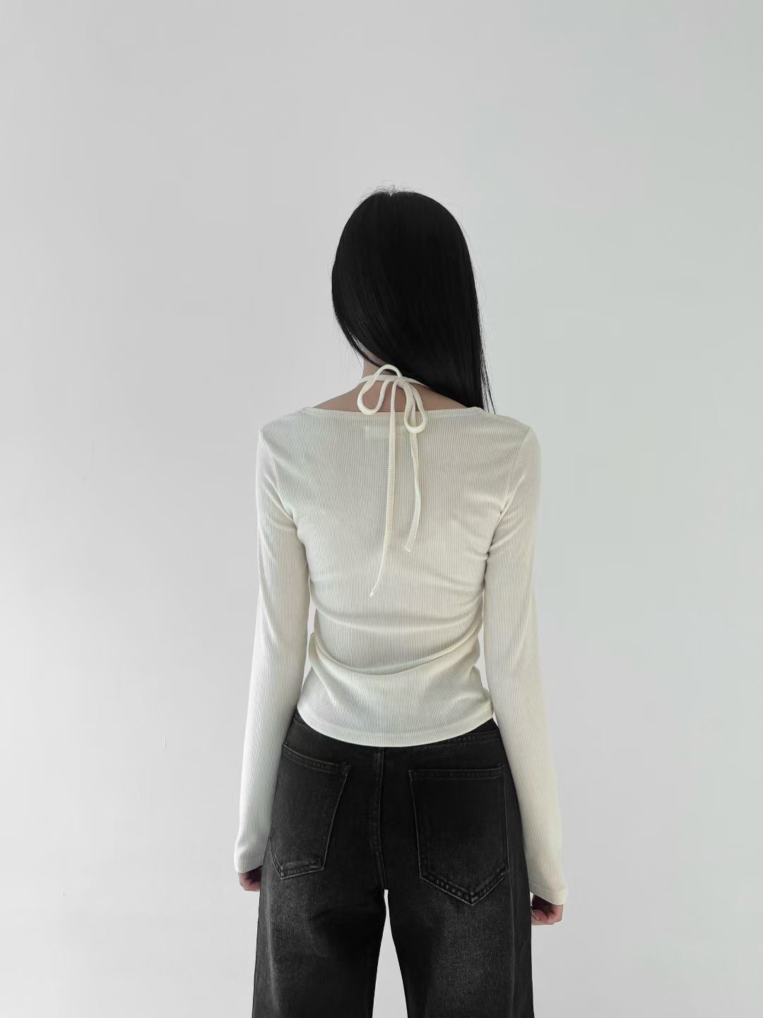 VERRER BUTTER東大門實拍女裝新款熱賣26春夏長袖T恤褶皺VERRER BUTTER長袖T恤