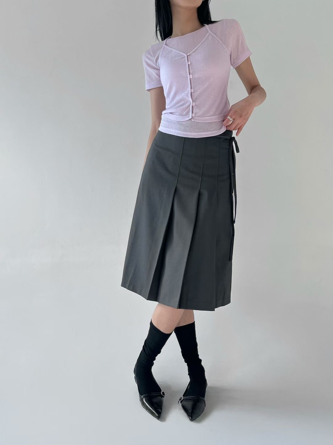 VERRER BUTTER韓國代購女士新品職業人氣時尚26春夏T恤假兩件VERRER BUTTERT恤