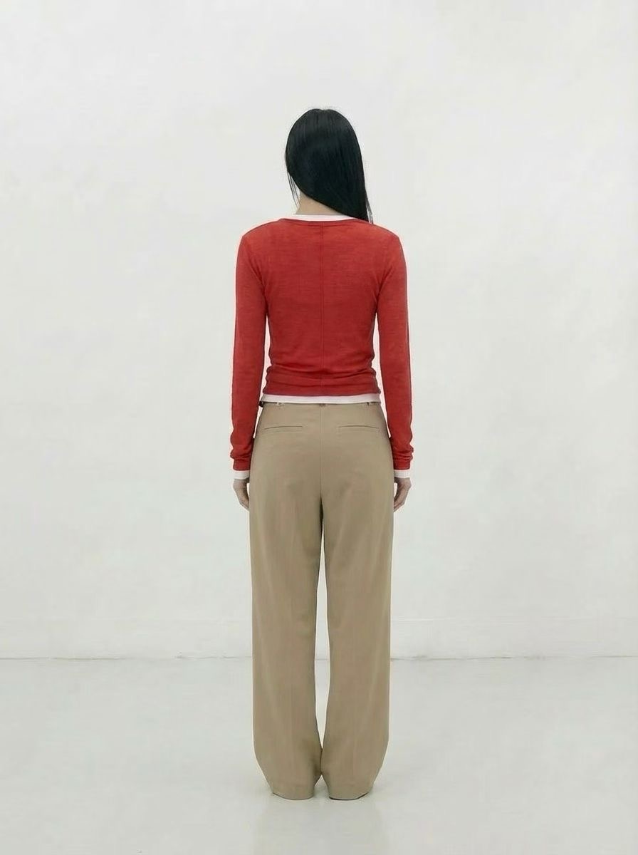 VERRER BUTTER韓國直郵女士新款熱賣長袖T恤不含內搭褶裥VERRER BUTTER長袖T恤