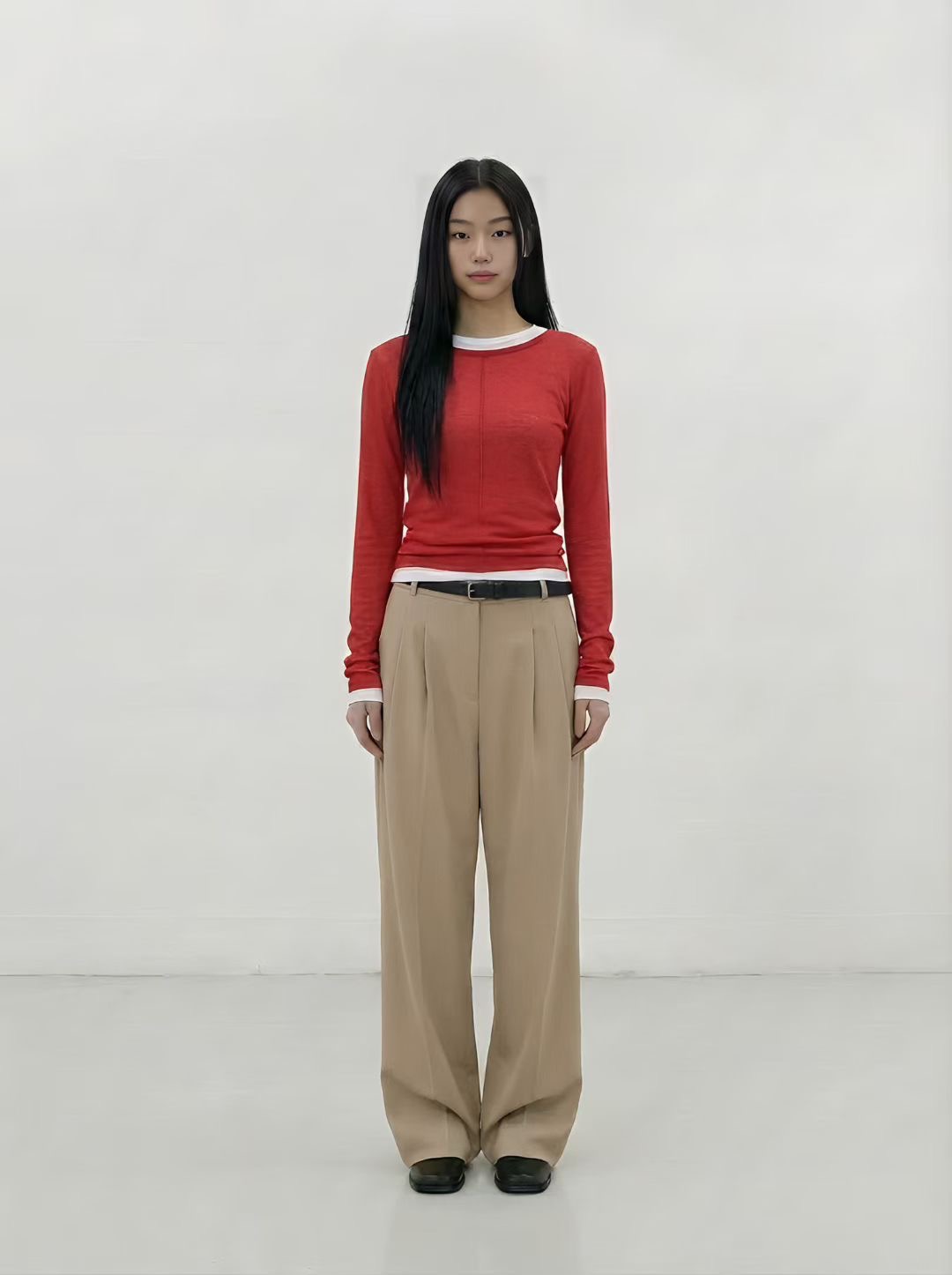 VERRER BUTTER韓國直郵女士新款熱賣長袖T恤不含內搭褶裥VERRER BUTTER長袖T恤