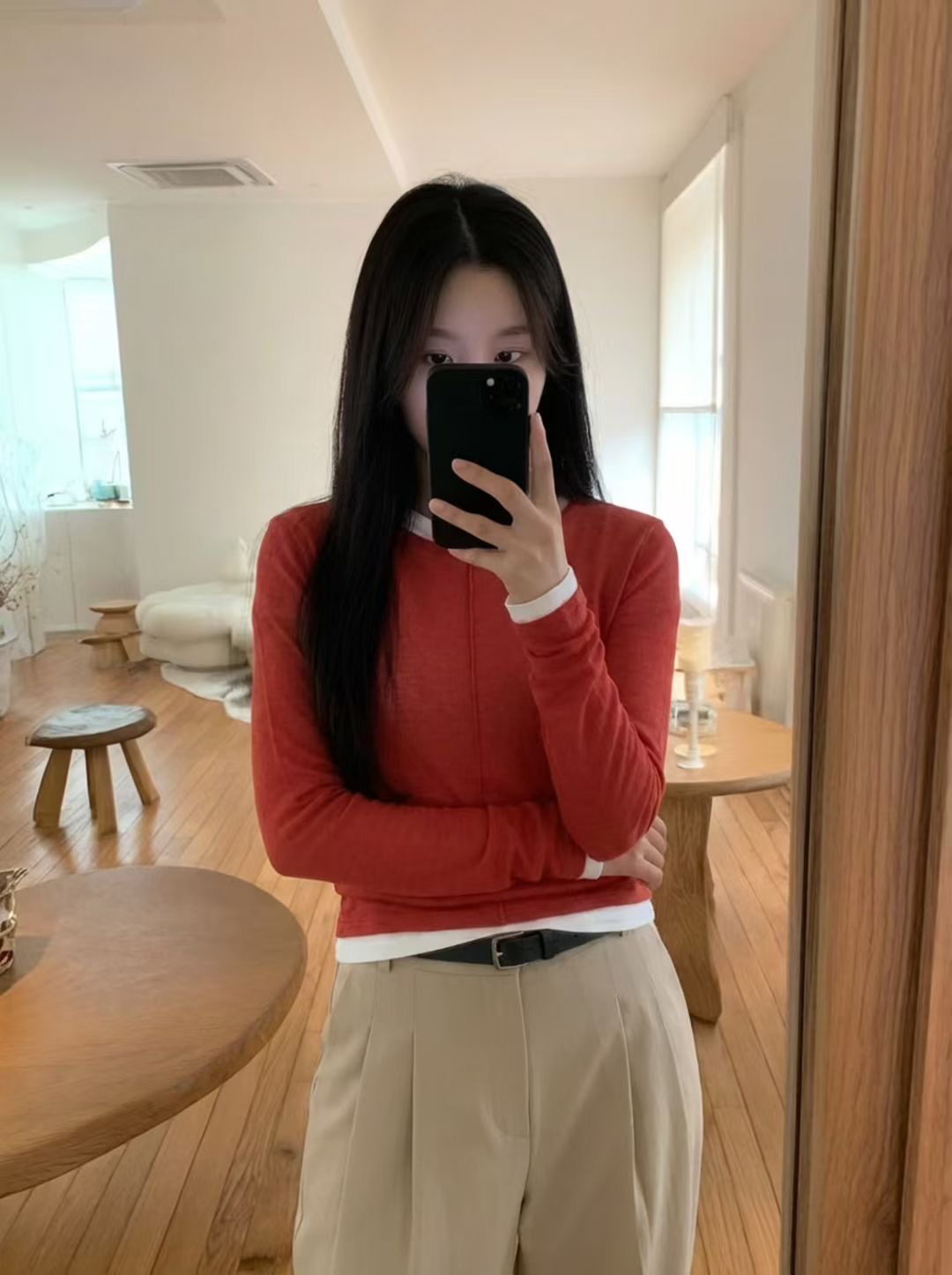 VERRER BUTTER韓國直郵女士新款熱賣長袖T恤不含內搭褶裥VERRER BUTTER長袖T恤