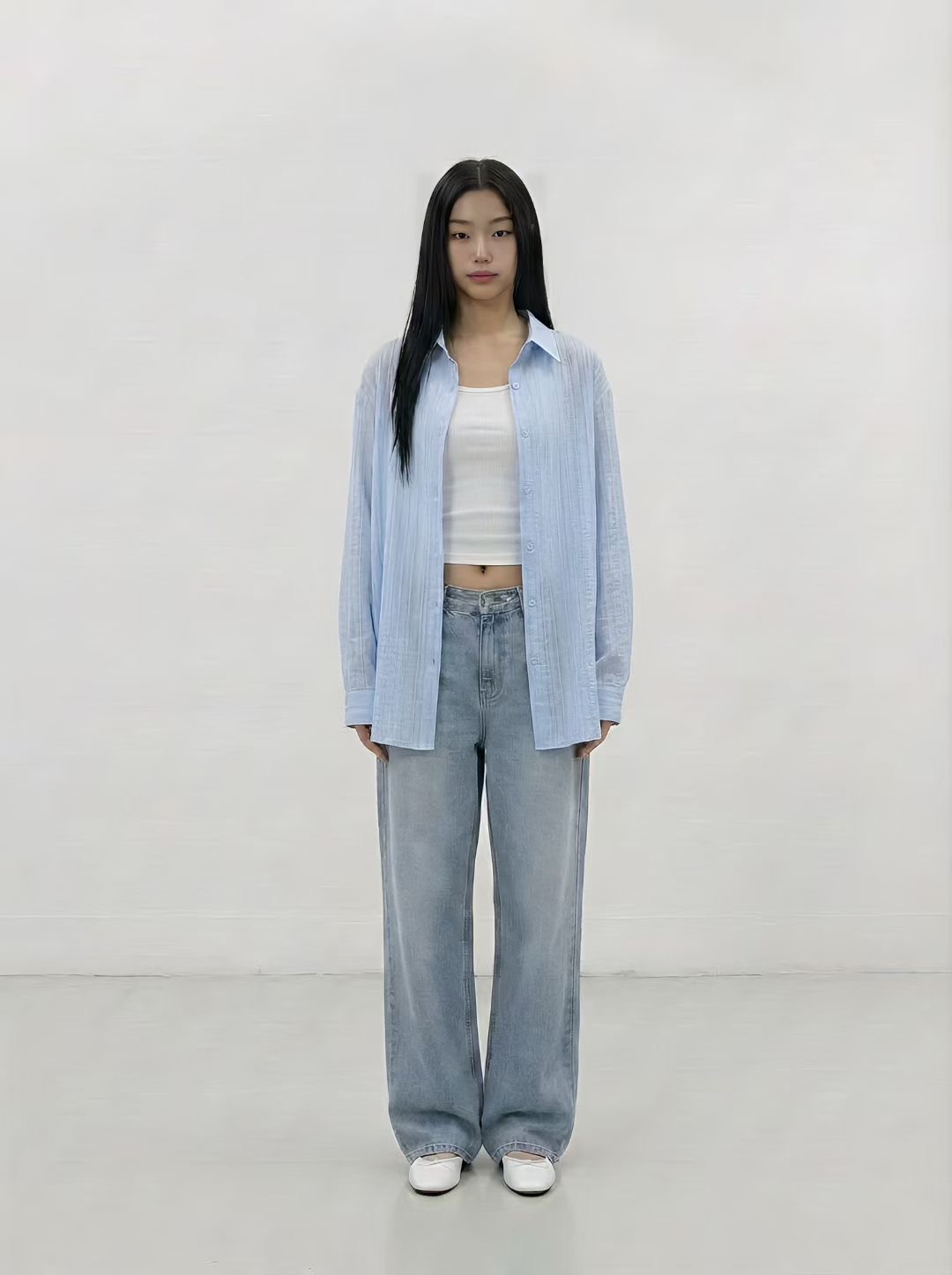 VERRER BUTTER韓國代購女士新品真品襯衫蕾絲衫不含內搭透明條紋VERRER BUTTER襯衫/蕾絲衫圖色2