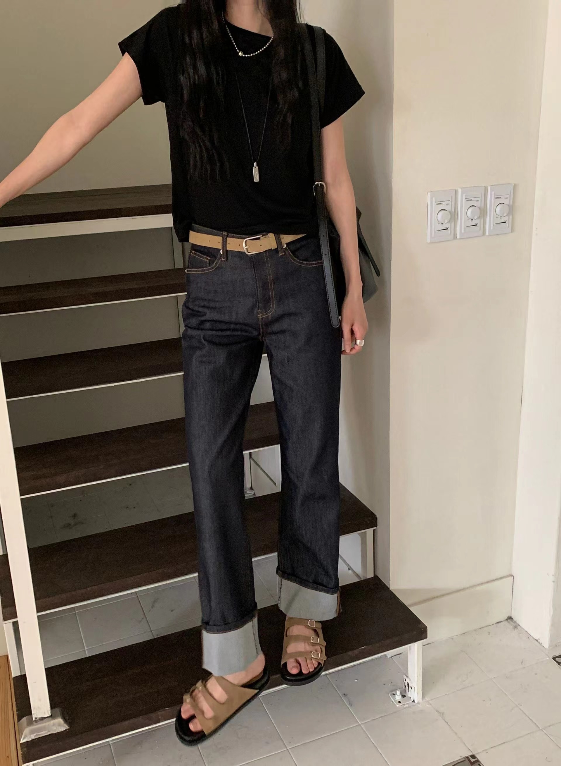 PI2韓國東大門直郵女裝新款職業26春夏時尚牛仔褲不含腰帶Pi2牛仔褲